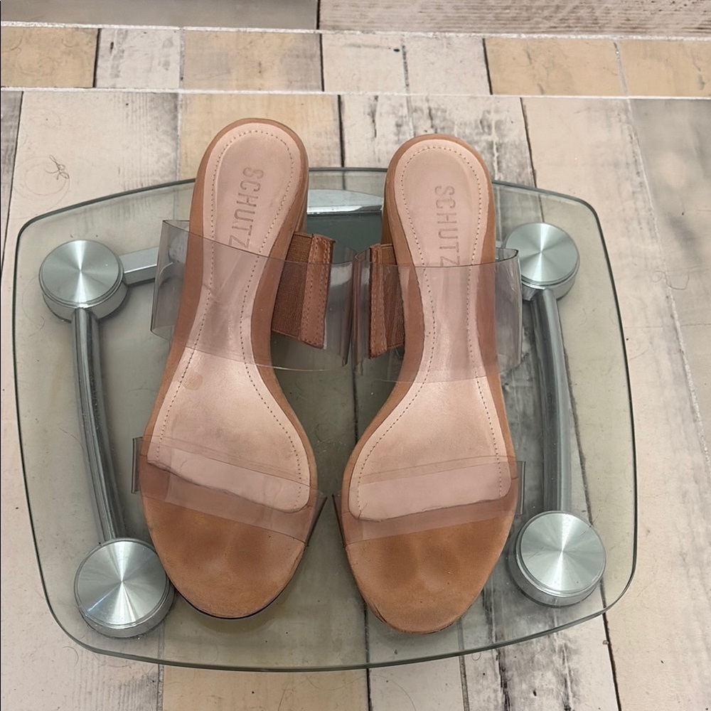 Schutz Women's Tan Slide Sandals